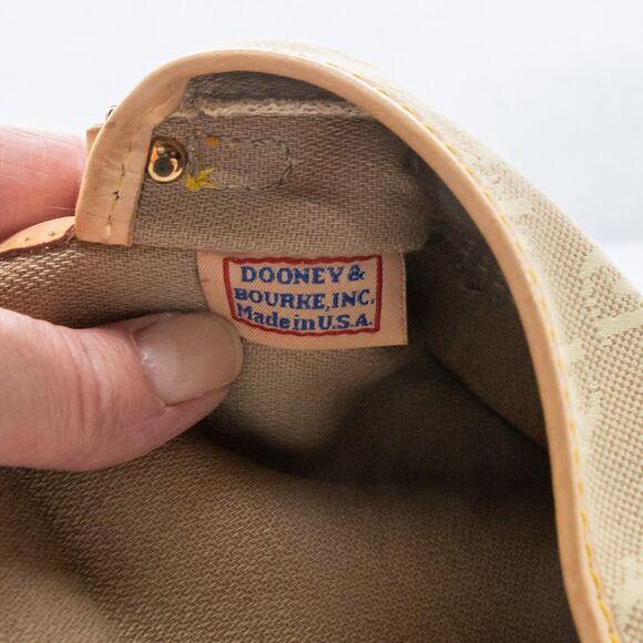 Womens Wristlet Vintage DOONEY & BOURKE Tan Signature Canvas Leather Made in USA - Picture 10 of 11